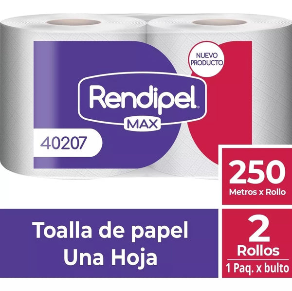 TOALLA DE PAPEL MAX RENDIPEL (250 METROS X 2 ROLLOS)